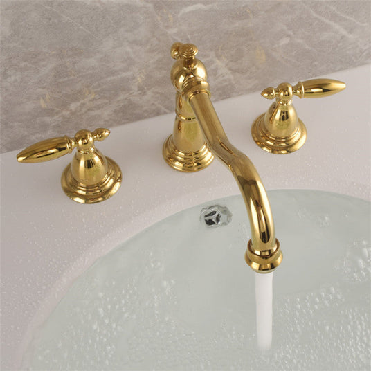 Vintage brass double-handle bathroom faucet for modern bathroom decor
