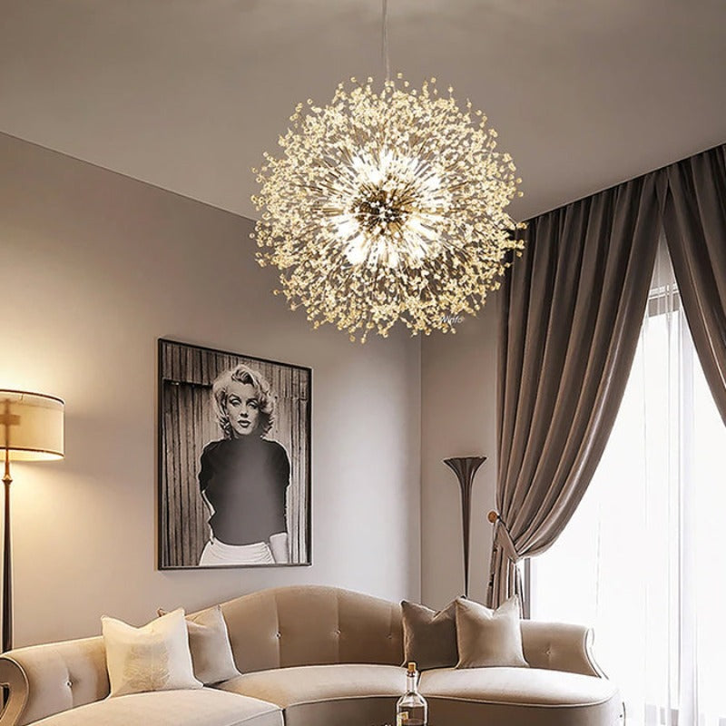 Crystal pendant light LED dandelion design for bedroom