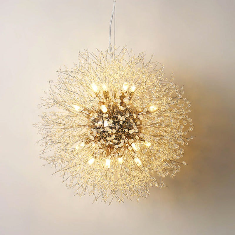 Crystal pendant light knob switch close-up detail