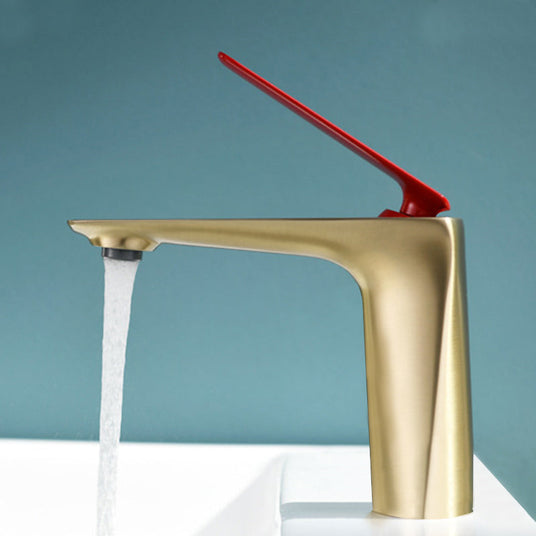 Brass vessel faucet close-up view - single-handle one-hole design