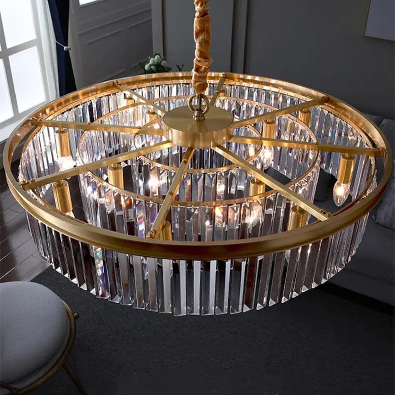 Stainless steel chandelier close-up detail