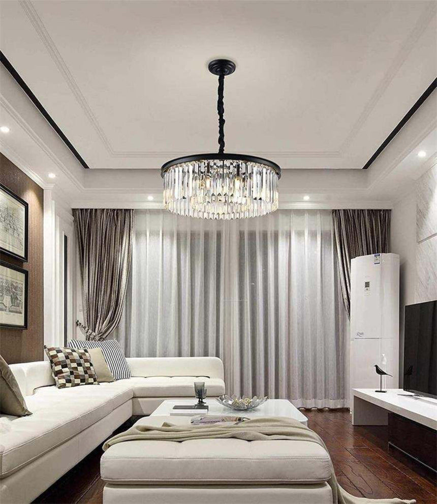 Crystal pendant light installation view