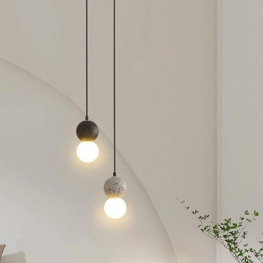 Glass hanging lamp with G9 fitting detail