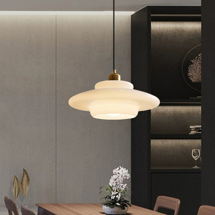 Retro Glass Hanging Lamp Ceiling Mount View