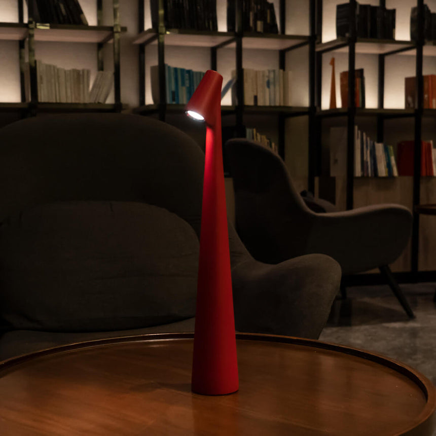 aluminum-body cordless table lamp for reading nook accents