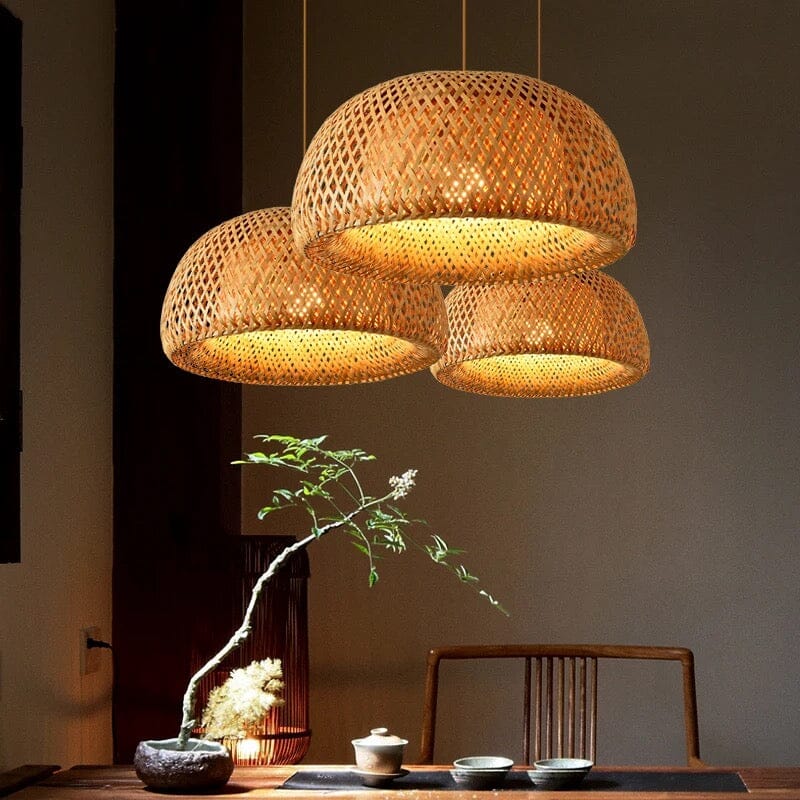 Pendant lamp installed above kitchen island