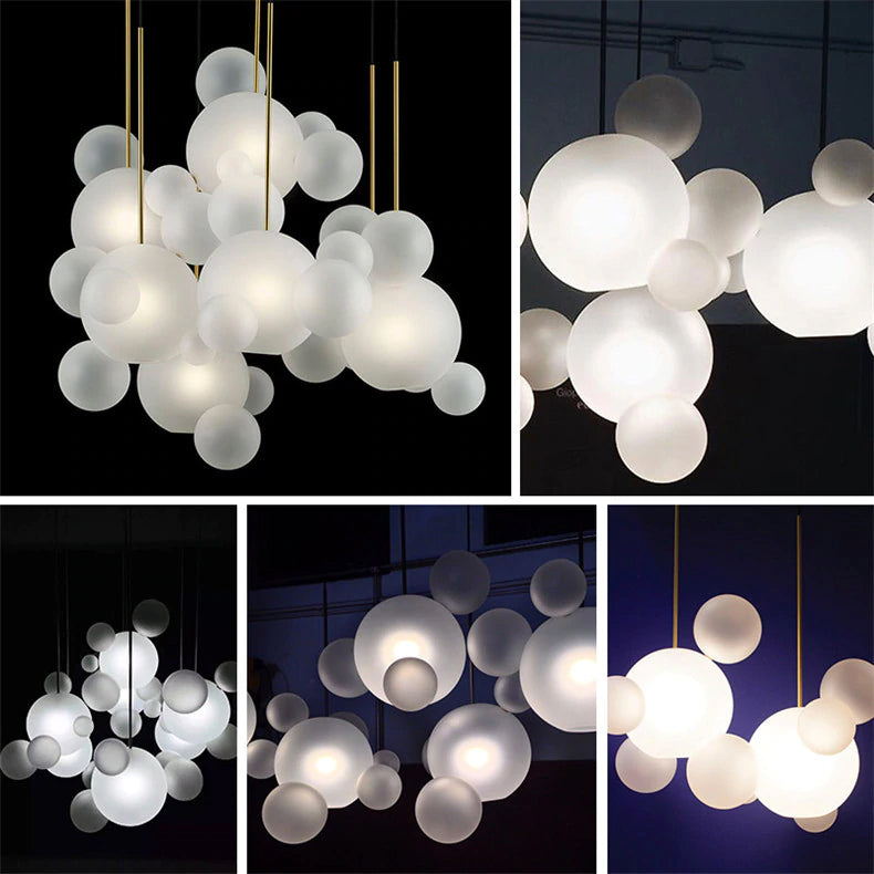Nordic Snowball Chandelier with Matte Glass Orbs