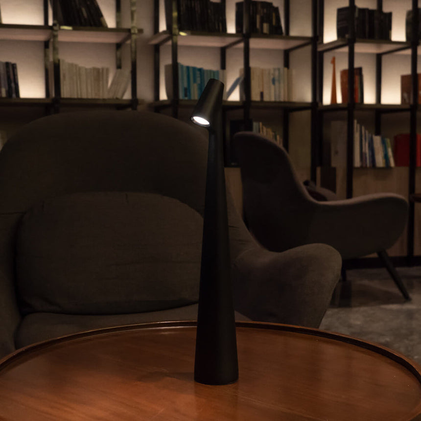Nordic minimalist cordless table lamp charging port detail view