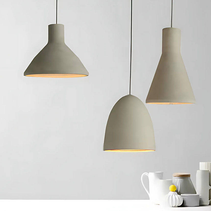 White pendant light LED square design for dining area