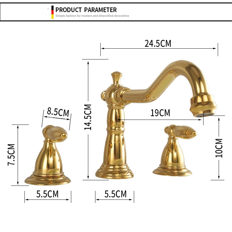Vintage brass double-handle bathroom faucet - three-hole sink installation
