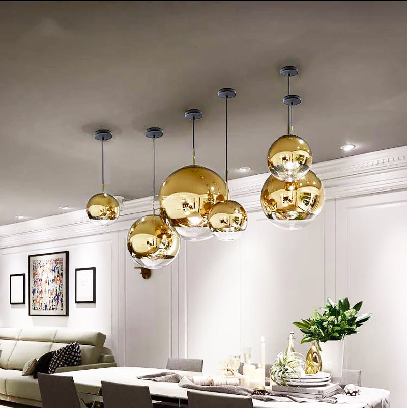 Glass Sphere Pendant Light for Living Room Ceiling