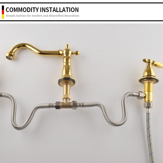 Vintage brass double-handle bathroom faucet - double handle control