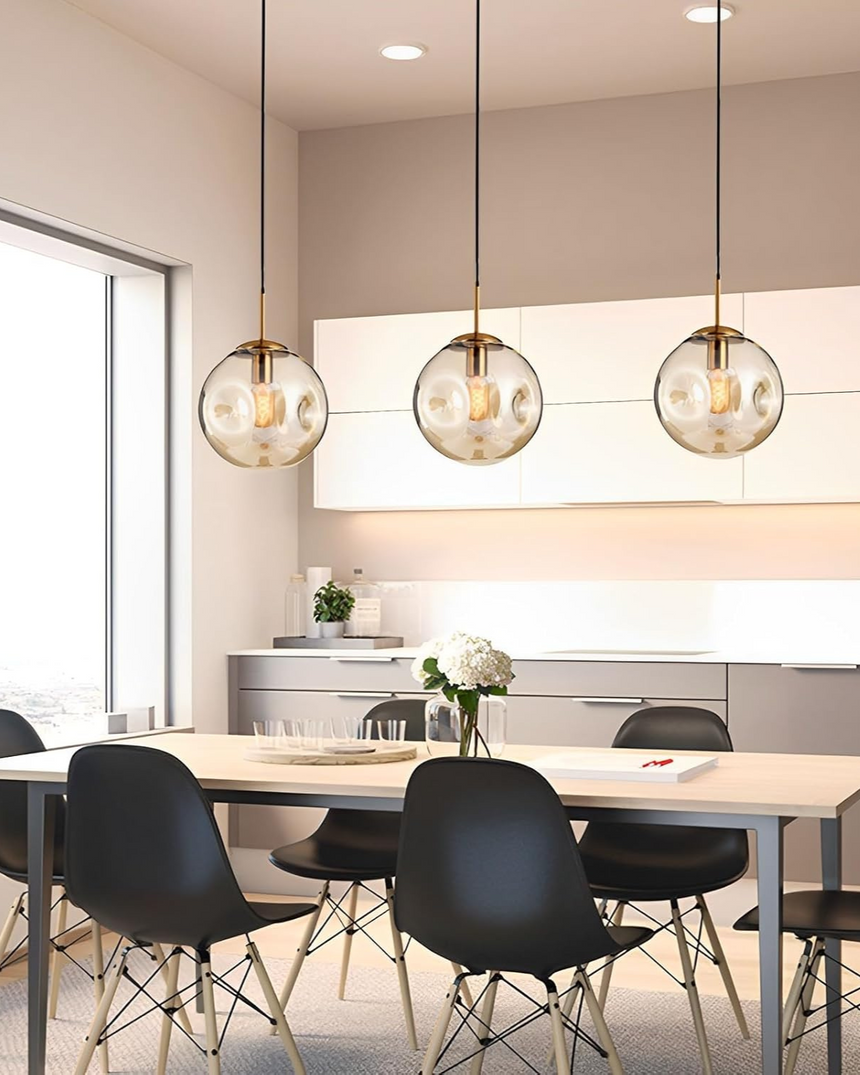 Amber glass pendant light easy ceiling installation - OpalDwell