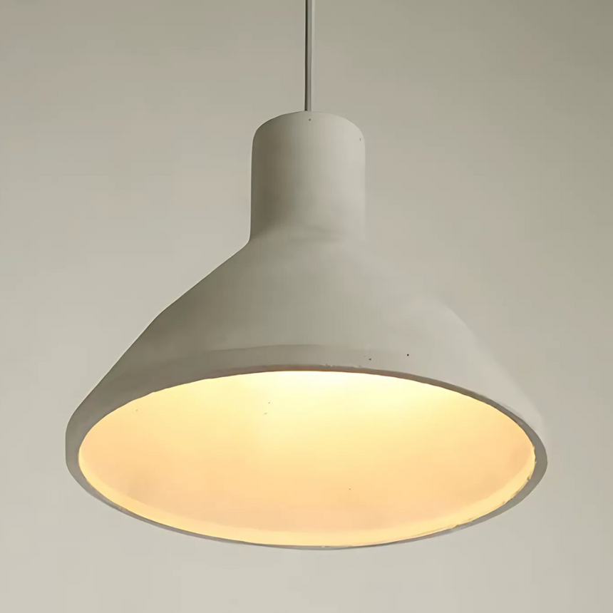 Cement pendant light side angle detail view