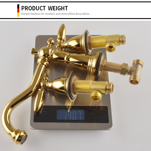 Vintage brass double-handle bathroom faucet - drain assembly included