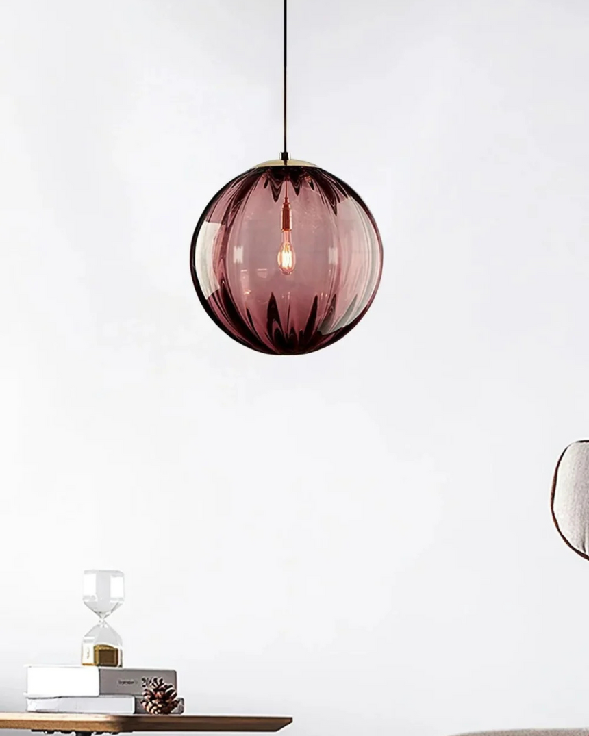 Amber glass pendant light cozy home interior accent - OpalDwell