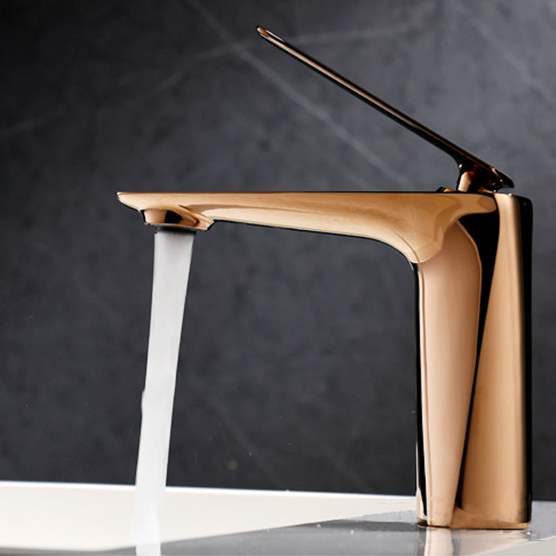 Brass vessel faucet side profile view - above-counter sink installation