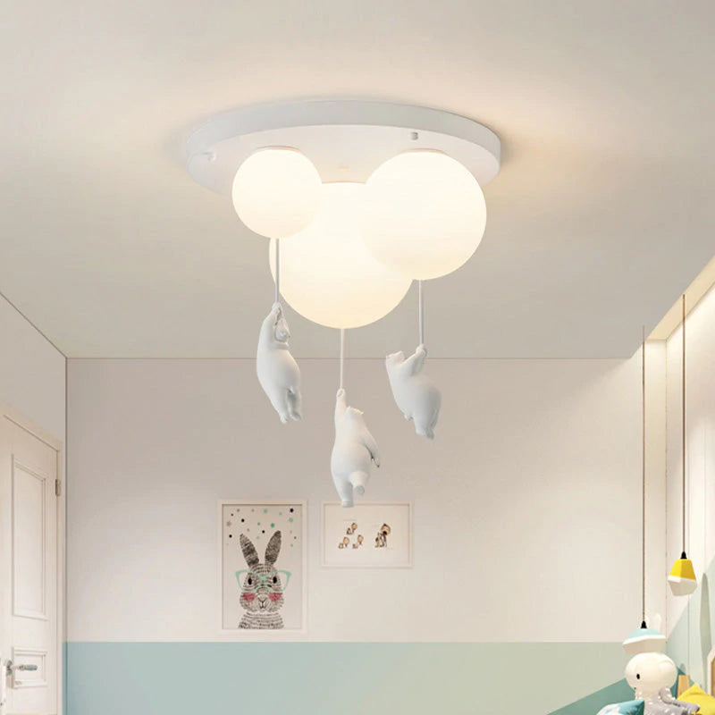BrioBear Balloon Pendant Light Full Fixture Front View - OpalDwell