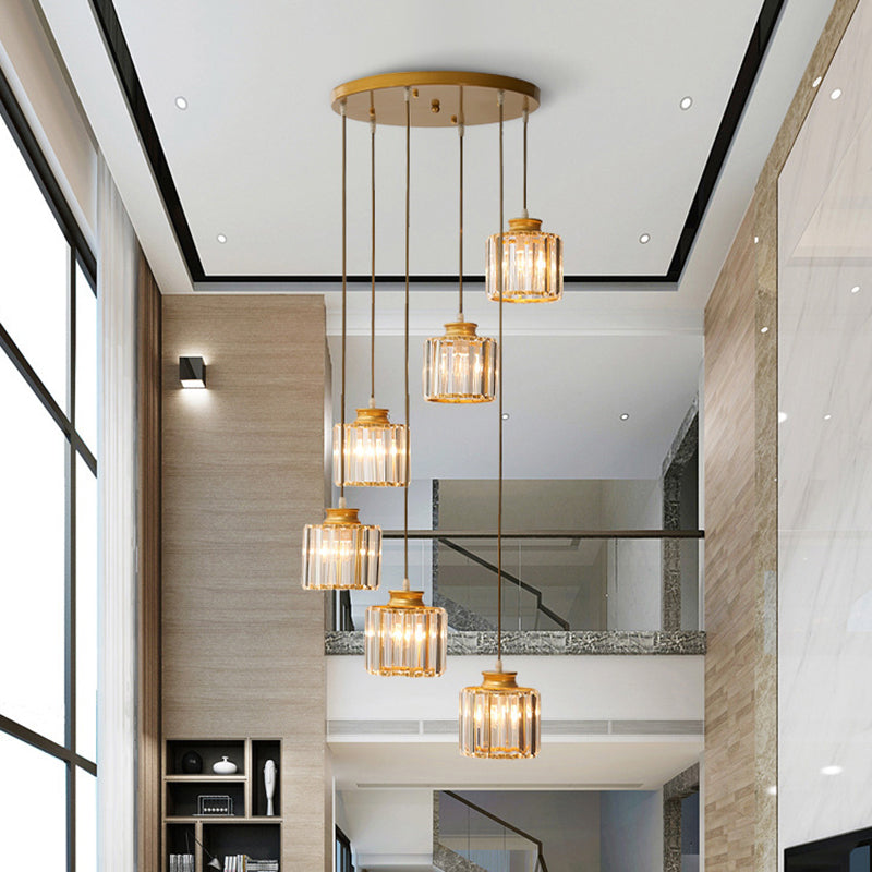 AstraLumen Crystal Cylinder Pendant Light for Modern Homes