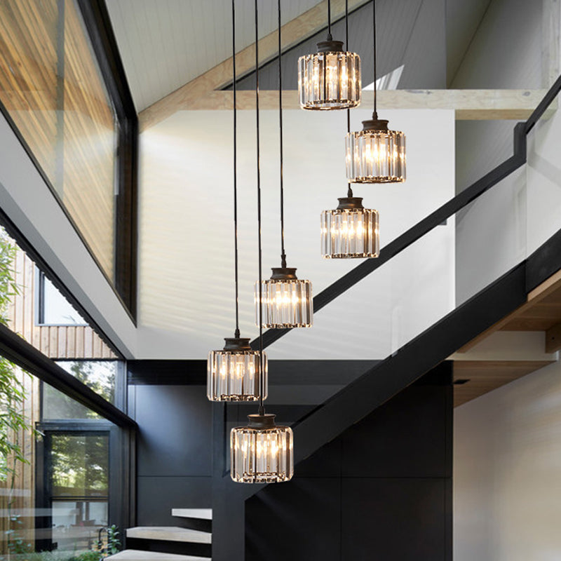 Crystal Pendant Light Installed Above Dining Table