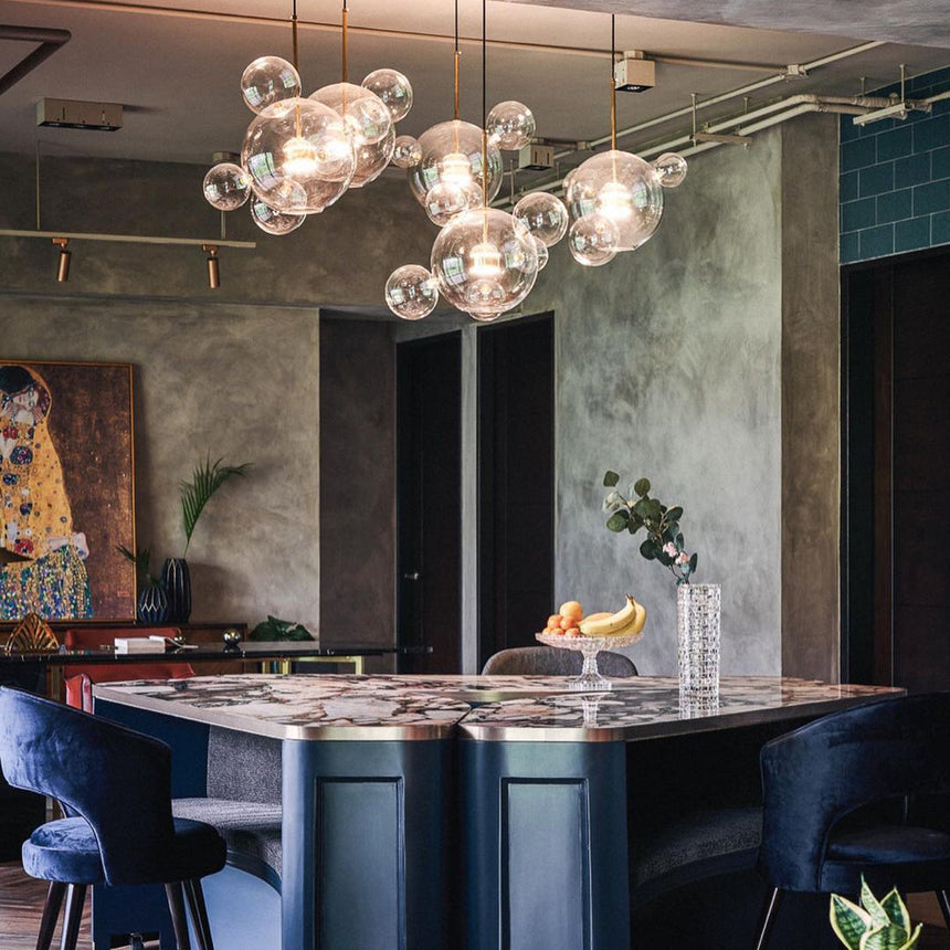 Snowball Glass Chandelier - Clear Orb Finish