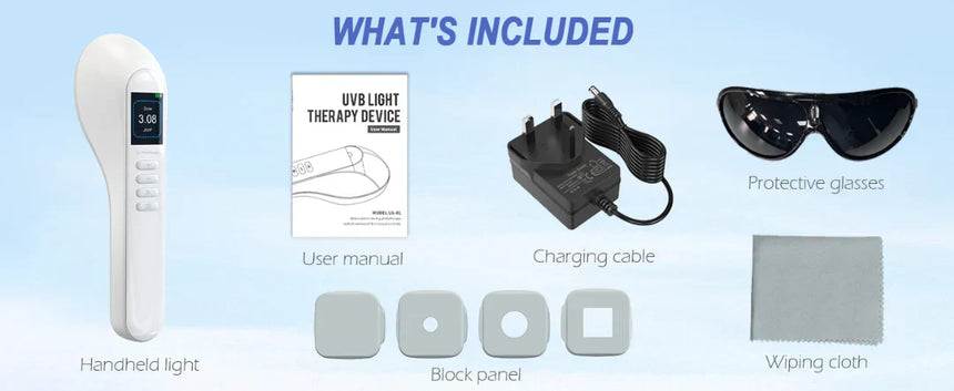 UVB phototherapy lamp full kit view