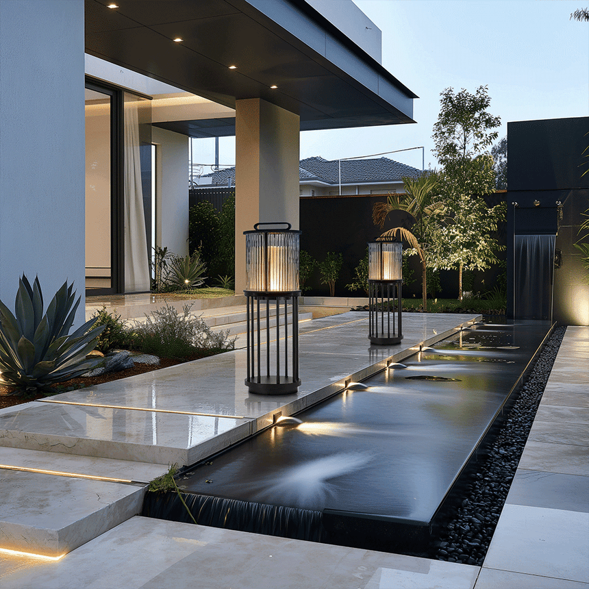 Outdoor pathway light with warm glow