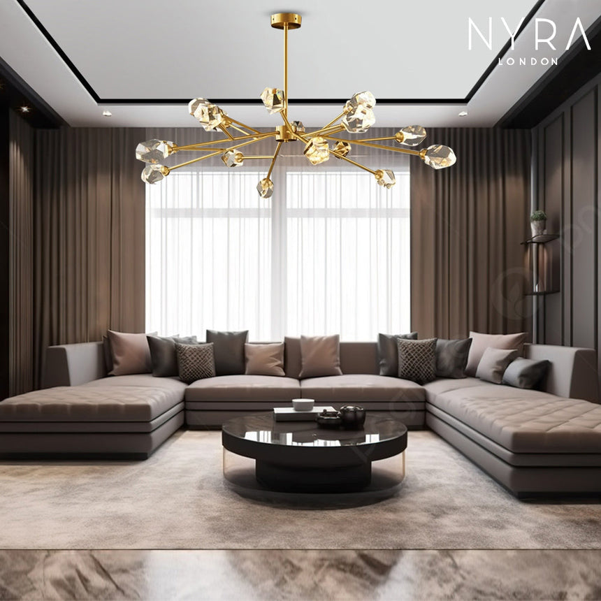 Iron and K9 Crystal Finish Crystal Pendant Light Design Detail | OroDwell