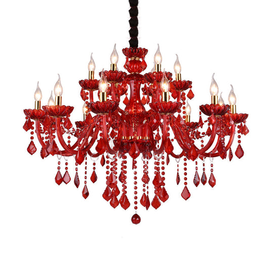 Crimson Crystal Chandelier for Traditional Decor