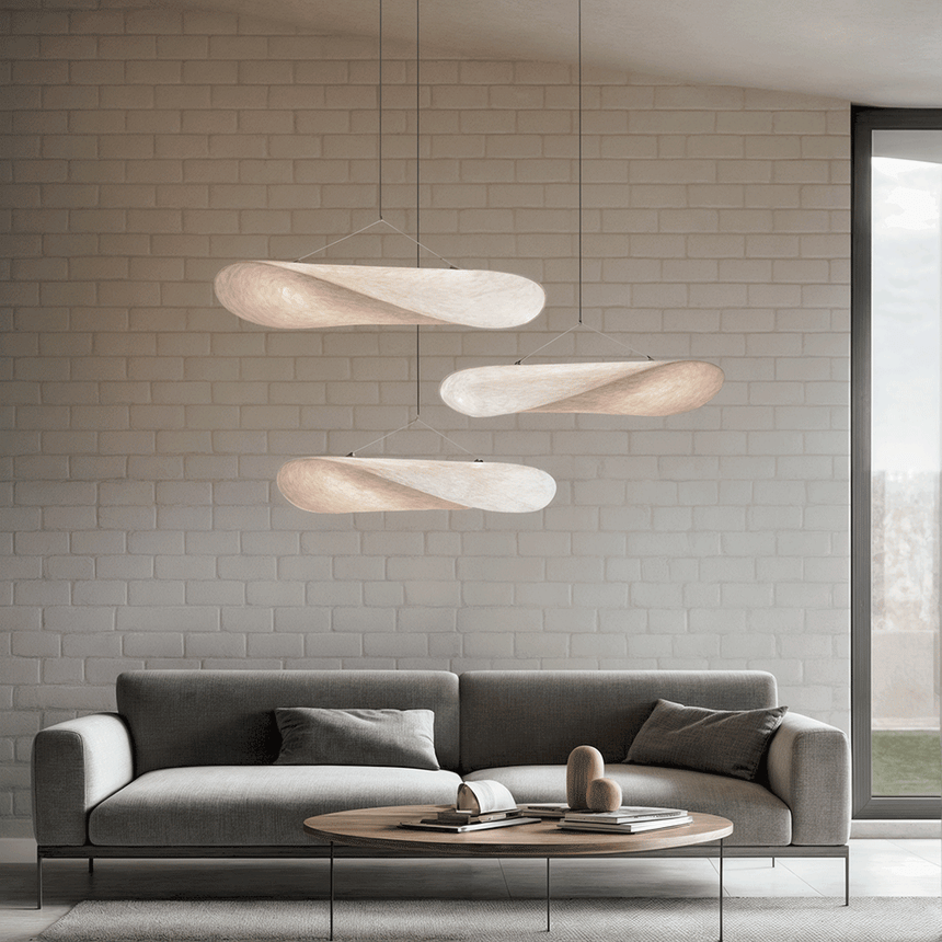 leaf pendant light styled in bedroom