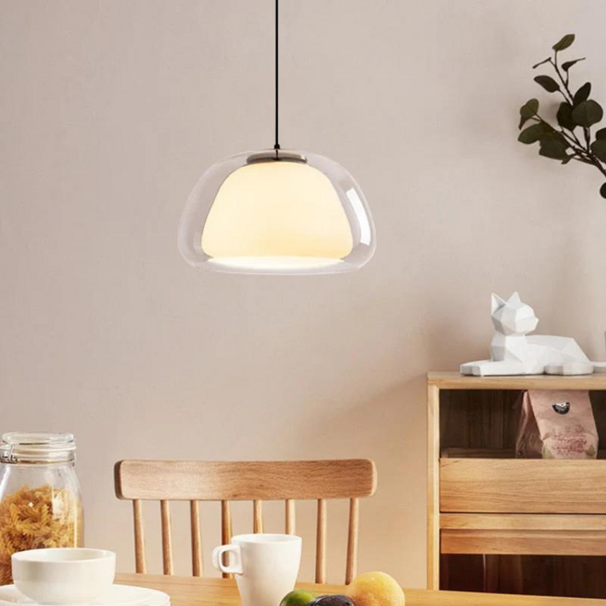 Luminex Double Glass Dome Pendant Light glass and iron construction - OpalDwell