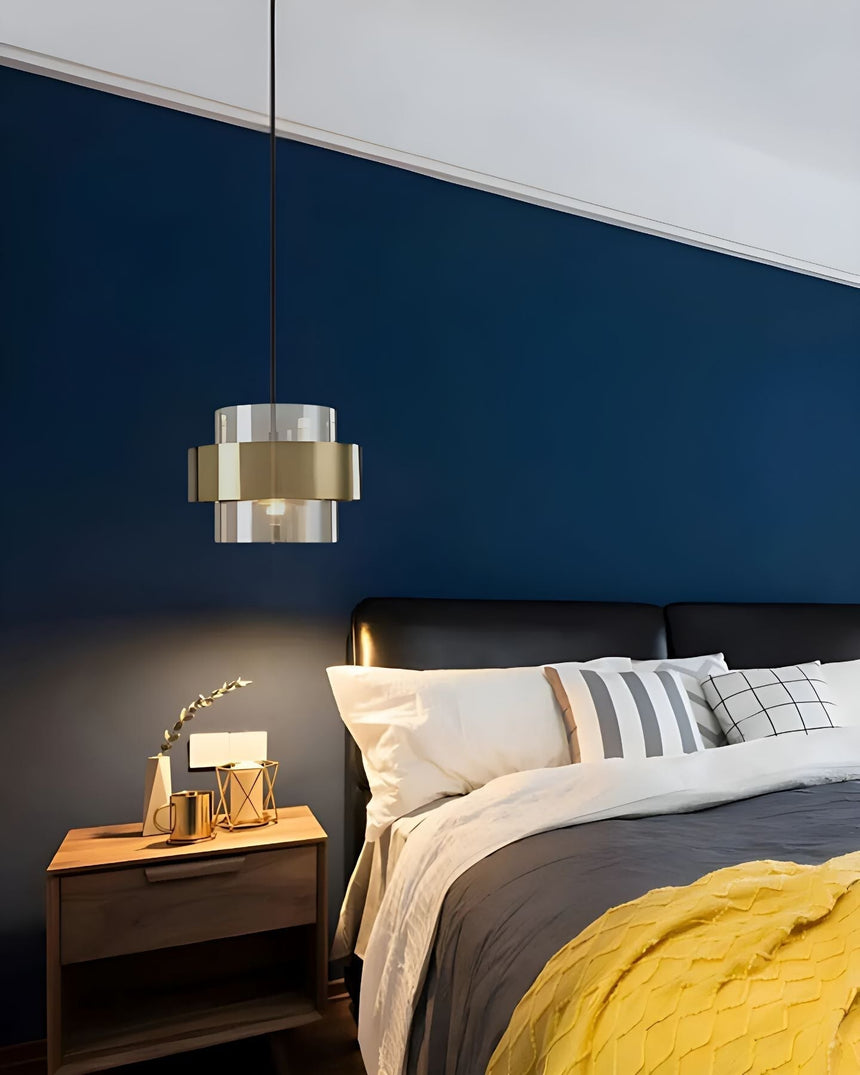 Solara Gold Glass Pendant Light dimensions size view - OpalDwell