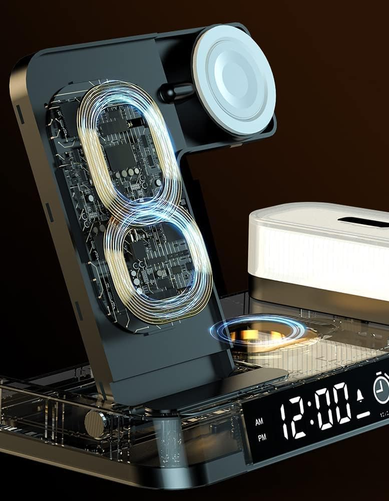 LED Nightlight Alarm Clock Wireless Charger Hub