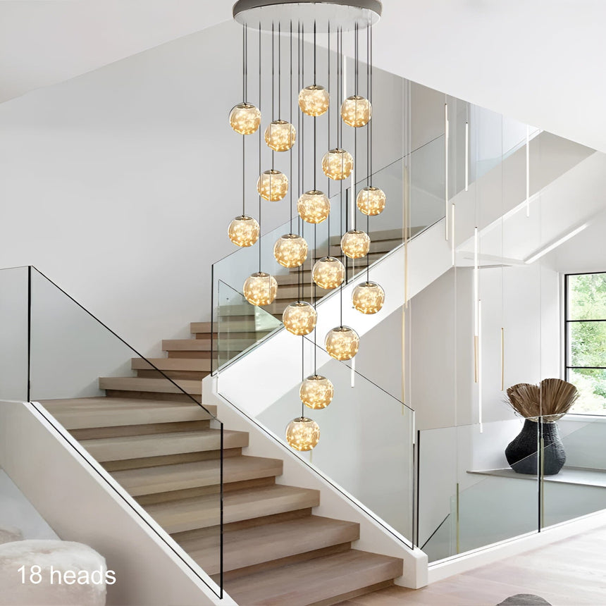 Glass Orb Chandelier Timeless Glow Corridor Lighting - OpalDwell
