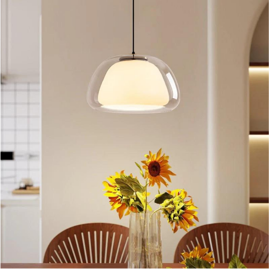 Luminex Double Glass Dome Pendant Light adjustable cable detail - OpalDwell