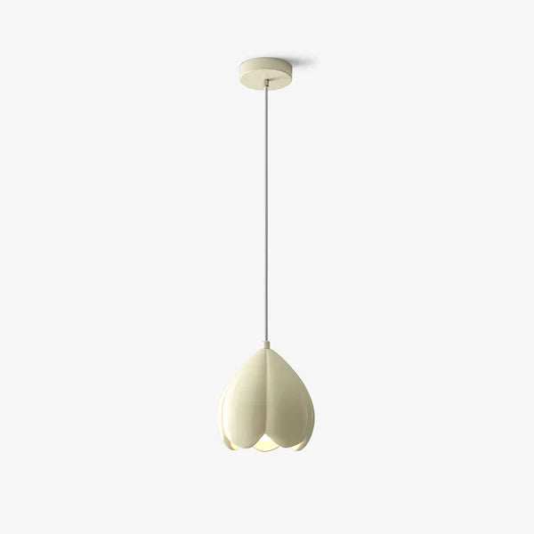 Glass pendant lamp installed above dining table