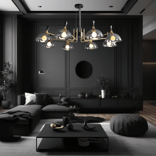 eight-light semi-flush mount chandelier