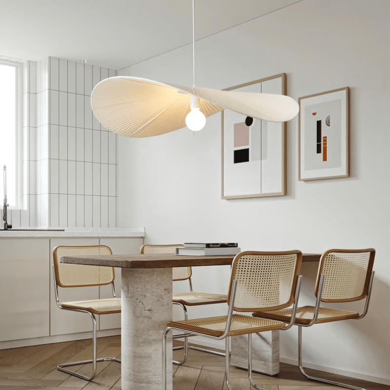Fabric pendant light with adjustable chain height