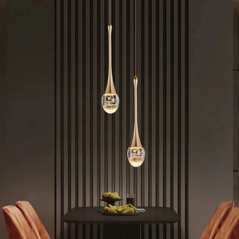 Vetra Glass Pendant Light close-up – drop design | OroDwell