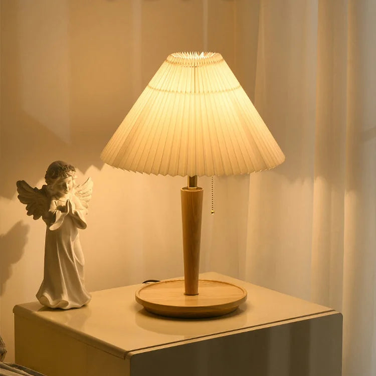 CedarGlow Retro Wood Table Lamp for Living Room