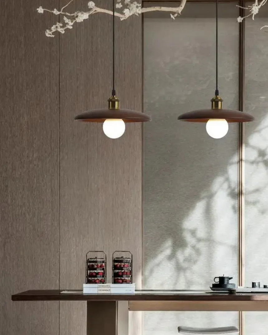 LumaNova Japandi Pendant Light wood and aluminum construction - OpalDwell