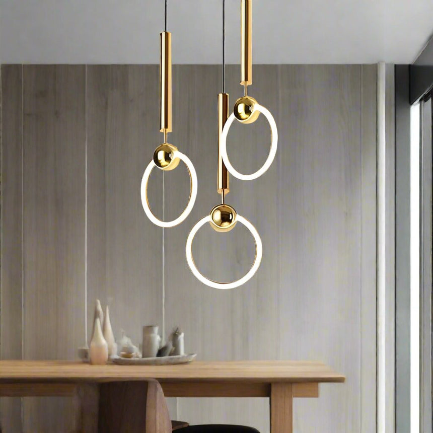 Metal Pendant Light LED Circular Ring Design