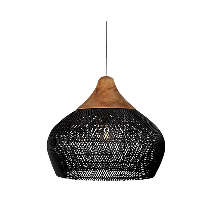 Asterra Handwoven Rattan Pendant Light overall product view - OpalDwell