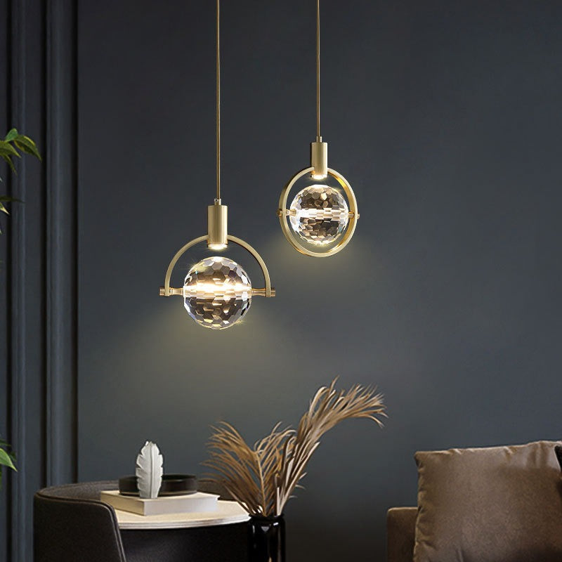 LED crystal hanging lamp with warm ambient glow