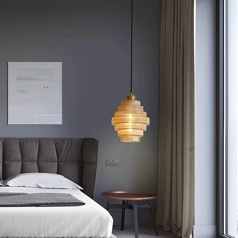 Glass Chandelier LED Layered Design Nordic Style