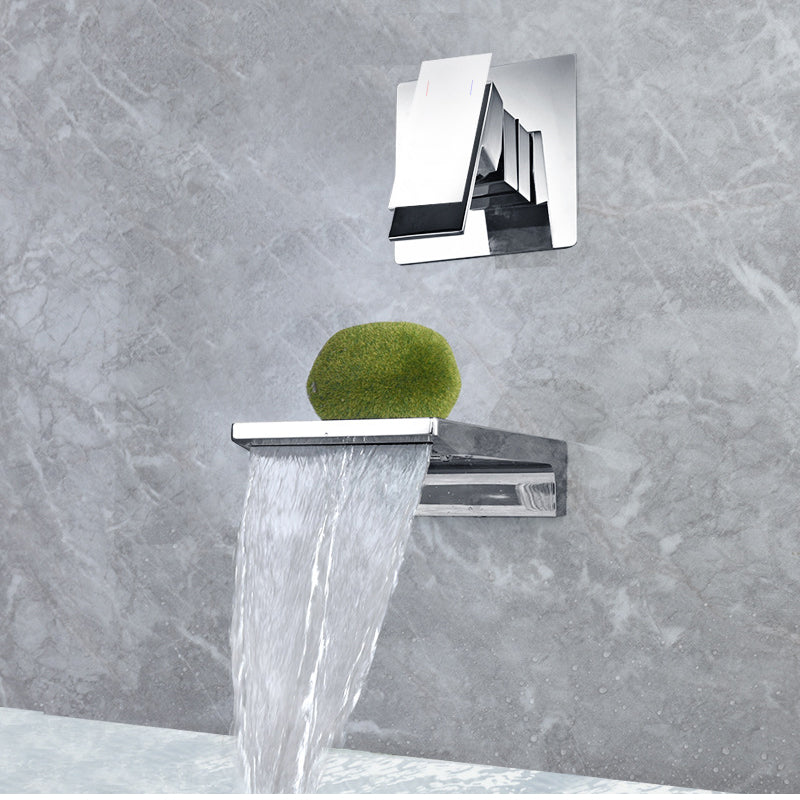 Wall-mounted waterfall bathroom faucet - single-handle control