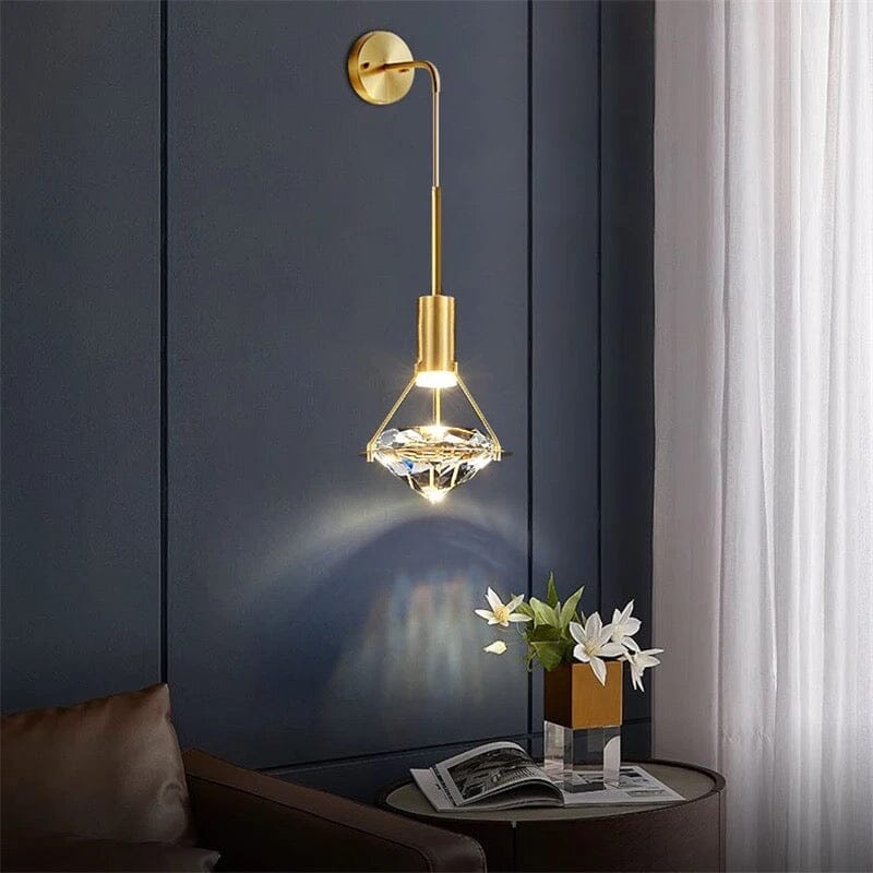 Bedroom accent light with crystal shade