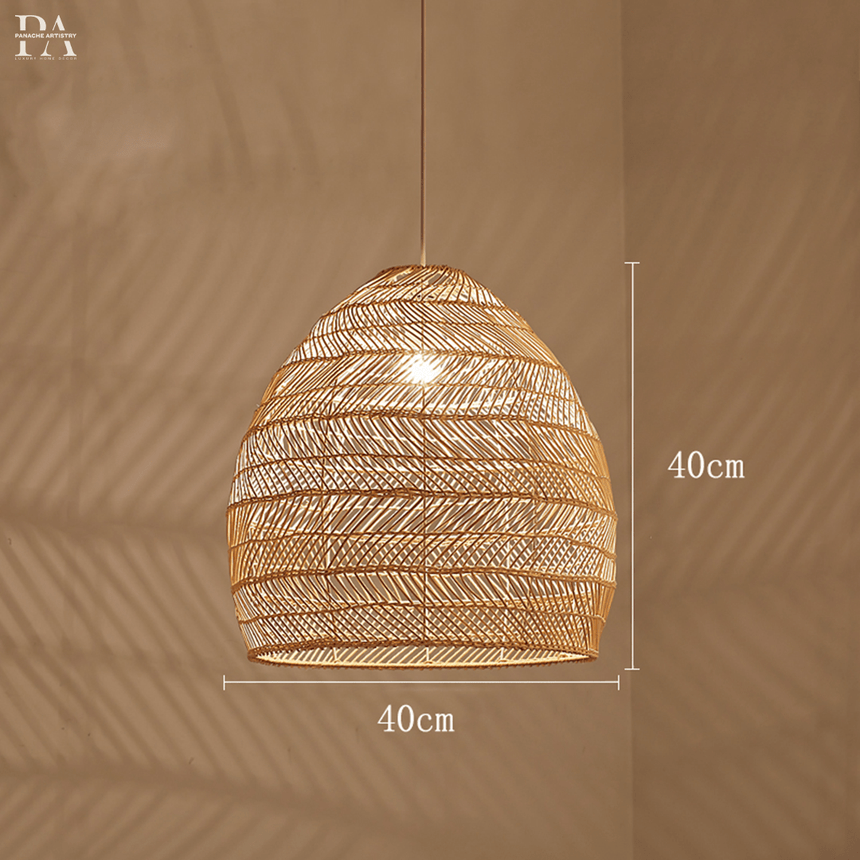 Rattan pendant light warm inviting glow scene