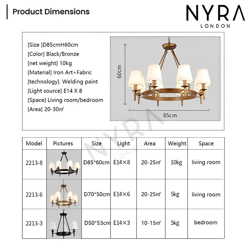 multi-light fabric chandelier for dining areas