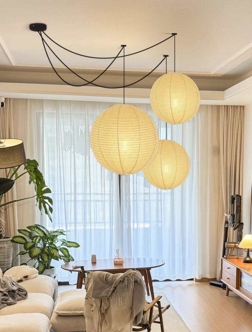 Balloon Pendant Light with Rice Paper Finish for Living Room | OroDwell